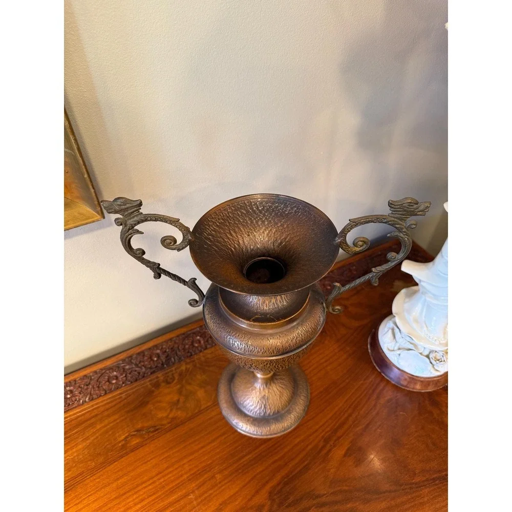 Vintage Italian Copper Urn Vase with Griffin‎ Handles